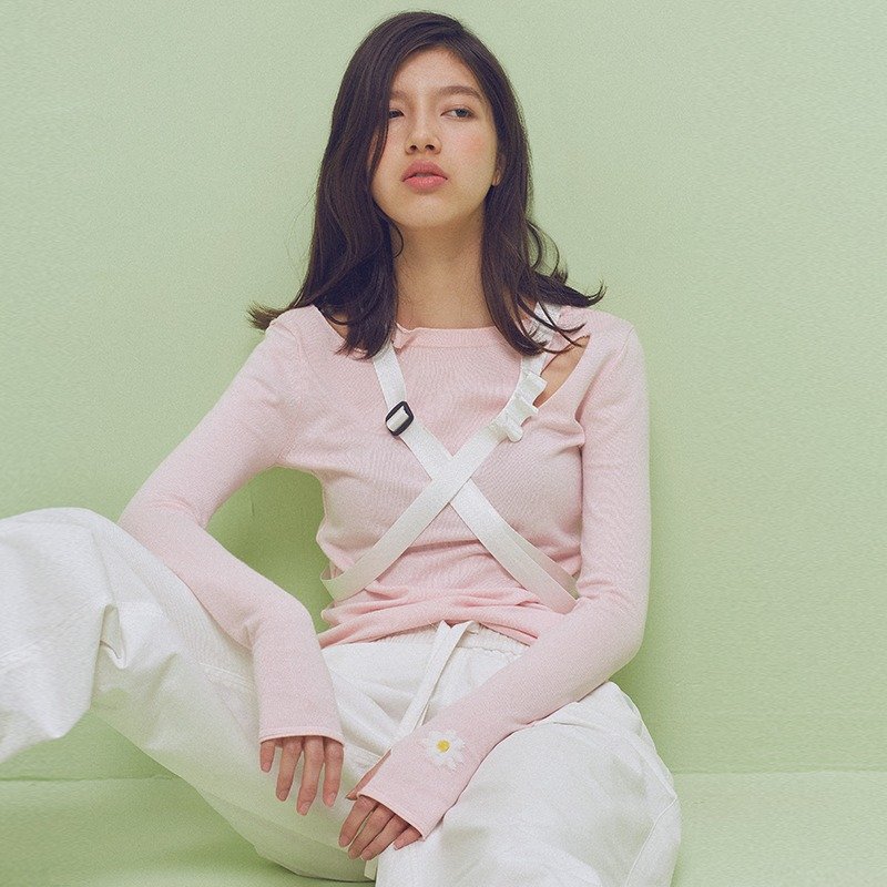 LLANO a wild flower 针织打底衫-粉红色 - 男装针织衫/毛衣 - 其他材质 粉红色