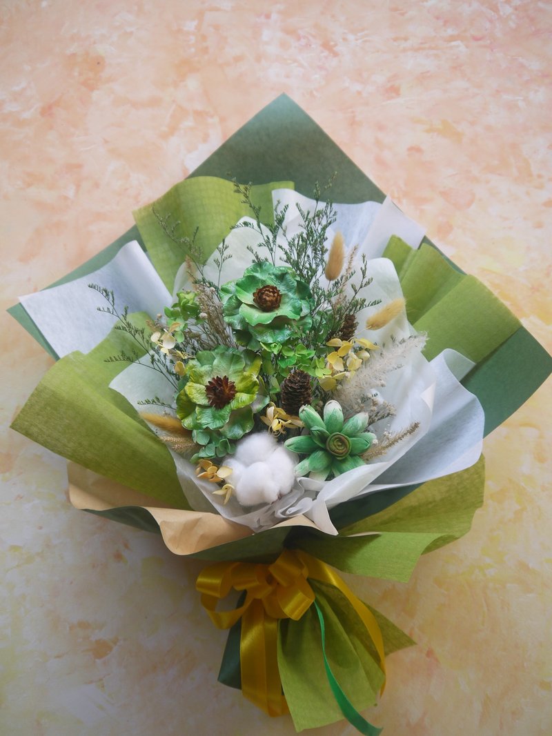 榜上有名.森林绿色系.干燥花.永生花.情人节.生日.毕业花束 - 干燥花/捧花 - 植物．花 绿色