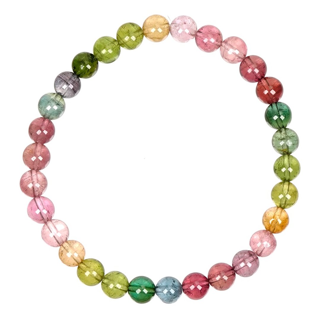 【正佳珠宝】彩碧玺 顶级彩虹渐层碧玺 5.8-6.2mm 彩碧玺手珠 - 手链/手环 - 半宝石 多色