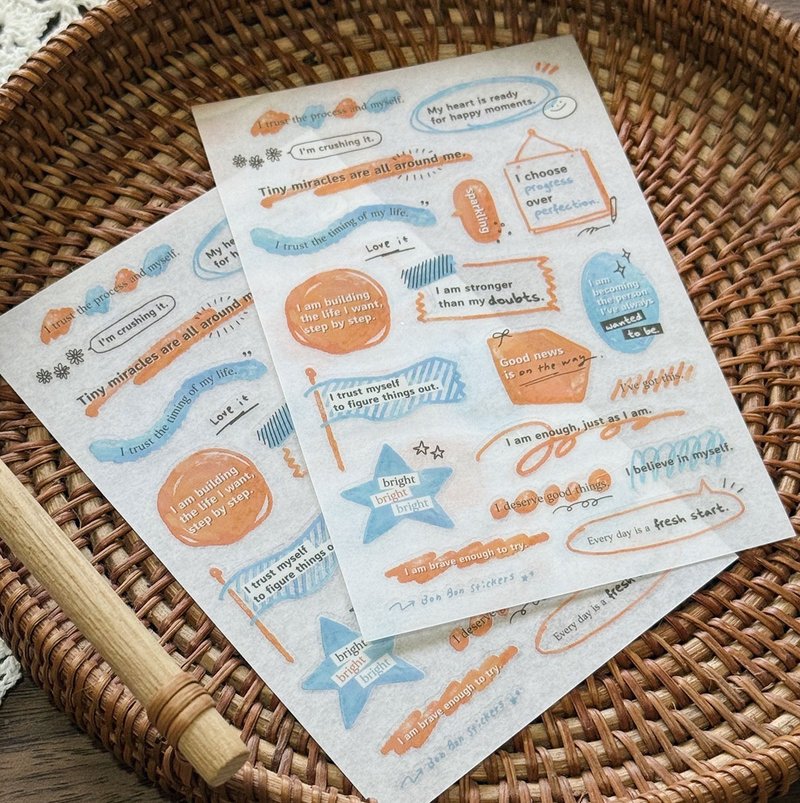 转印贴纸 感压贴纸 - 能量咒语_蓝橘 2张入 - 贴纸 - 塑料 