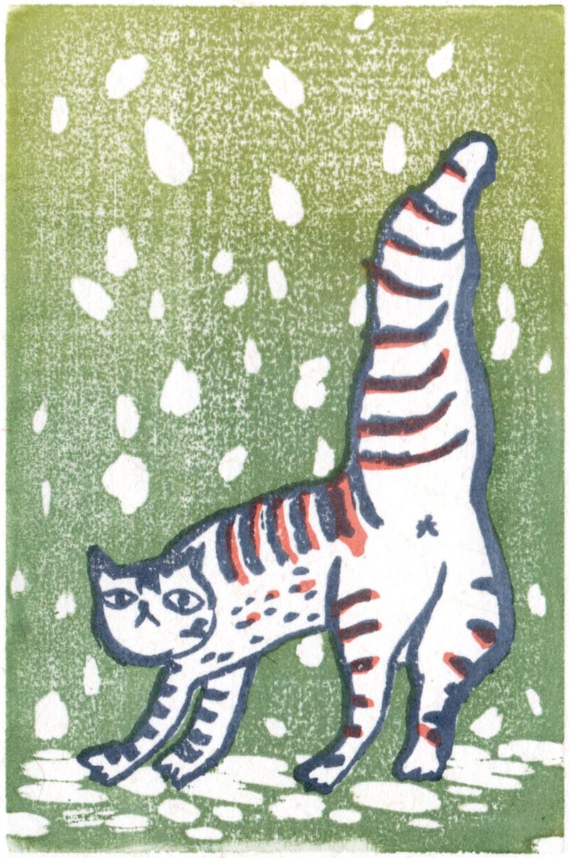 水印木刻/限量版画 - 前行 - 卡片/明信片 - 纸 白色