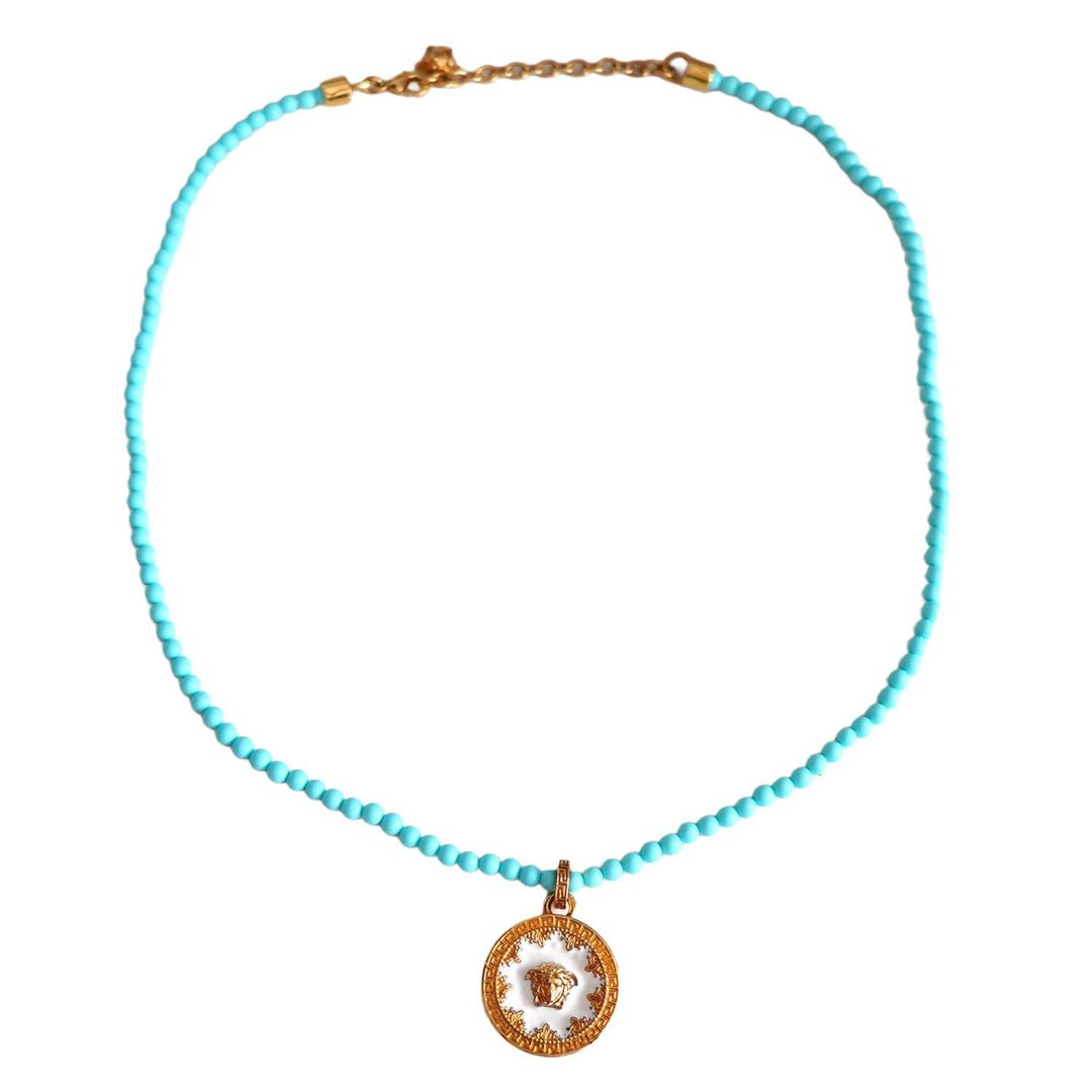 Collier avec Pendentif en Émail Méduse de Versace - 项链 - 其他金属 金色