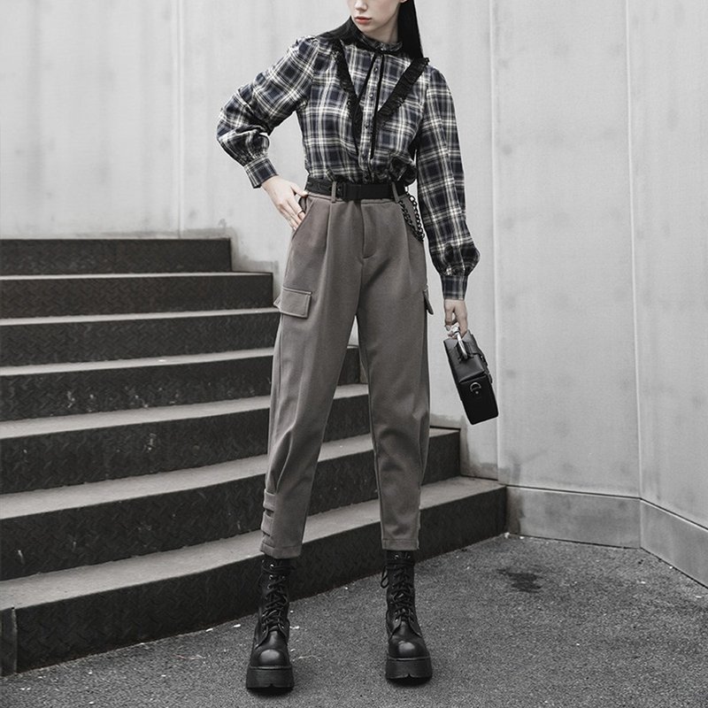 魔法协会工装哈伦裤 - 多色 / 弹力腰头 - 女装长裤 - 其他材质 咖啡色