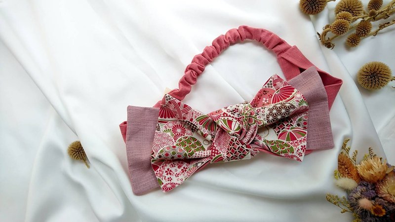 吱吱札札-好多变纽结双层发带-粉嫩嫩的日本手鞠球 - 发带/发箍 - 棉．麻 粉红色