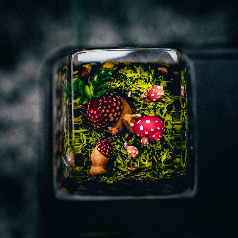 Growing family, Keycap, Moss keycap, Resin keycap, Girt for gamer, Cute keycap - 电脑配件 - 树脂 绿色