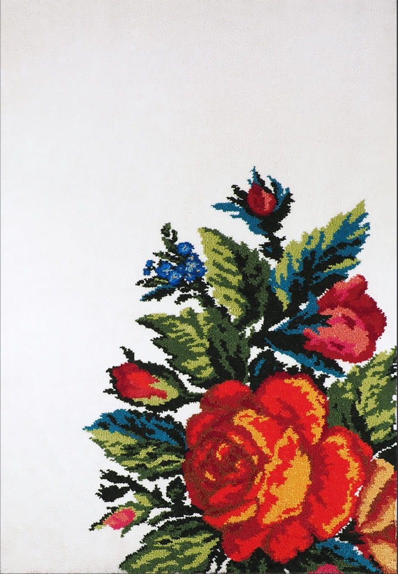 现代玫瑰花朵簇绒地毯/植物客厅地毯 - 地垫/地毯 - 棉．麻 蓝色