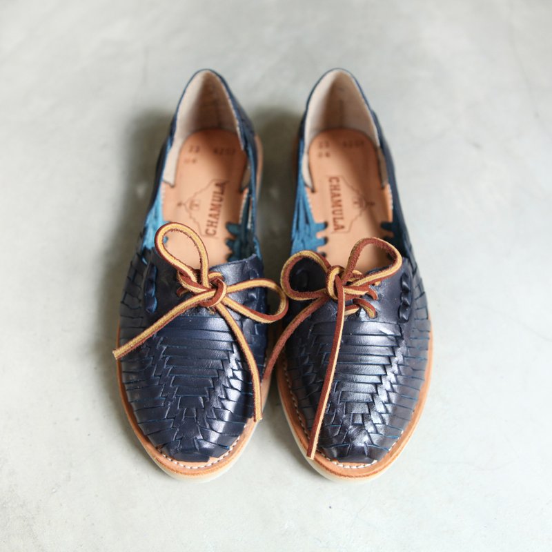 A ROOM MODEL- Select，CHAMULA - Merida Navy 打结编织鞋 - 男女凉鞋 - 真皮 蓝色