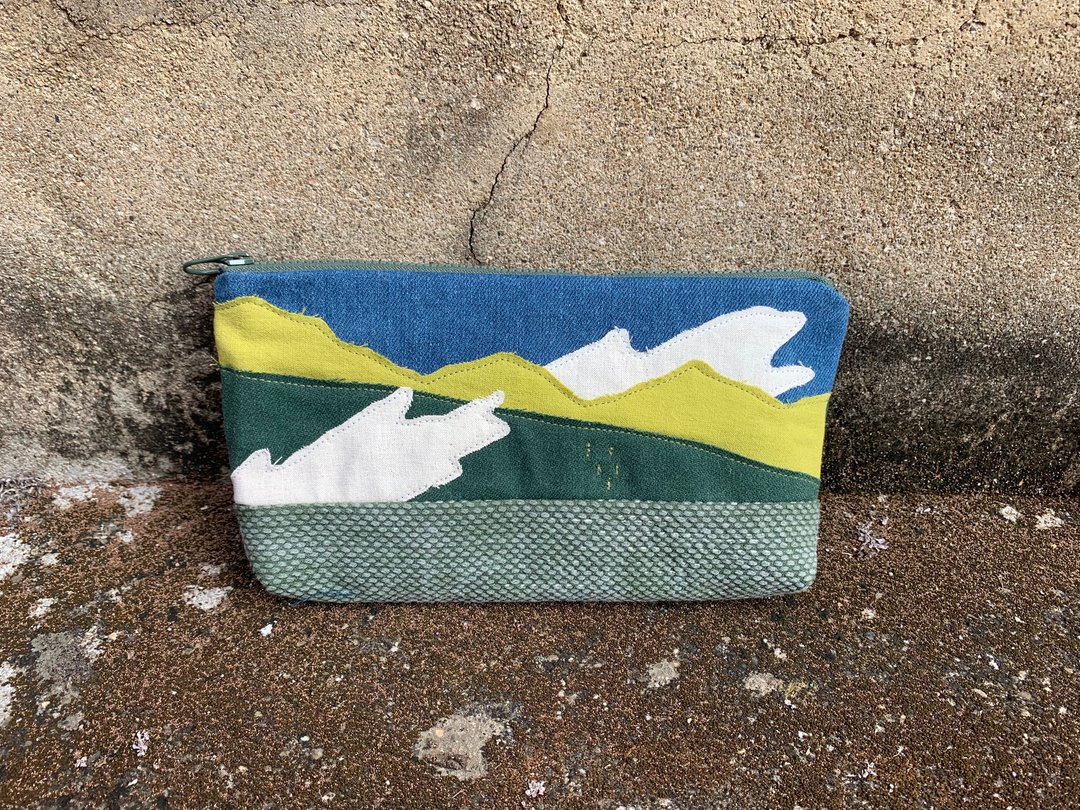 立体万用拉链袋 - 合欢北峰 - 零钱包 - 棉 蓝色