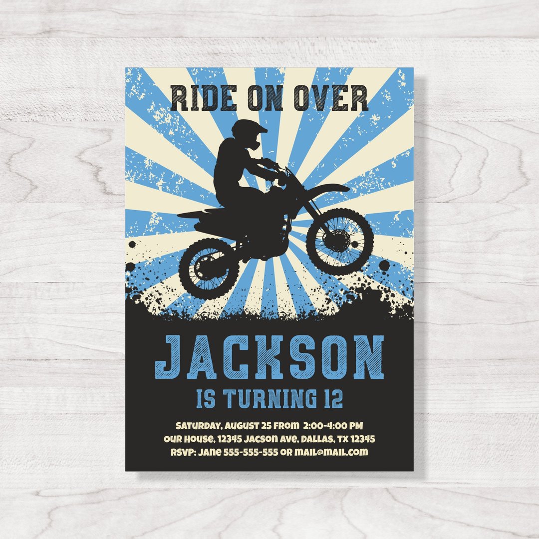 Dirt Bike Birthday Invitation, Digital, Personalized - 电子喜帖/贺卡/邀请函 - 其他材质 