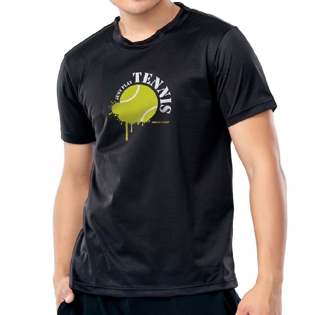 MIT 专利呼吸衣 - 就玩网球 JUST PLAY TENNIS 吸湿排汗 网球衣 球衣 - 男装运动衣 - 聚酯纤维 黑色
