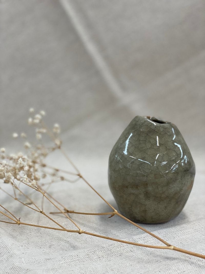 冰裂釉花器 - 花瓶/陶器 - 陶 灰色