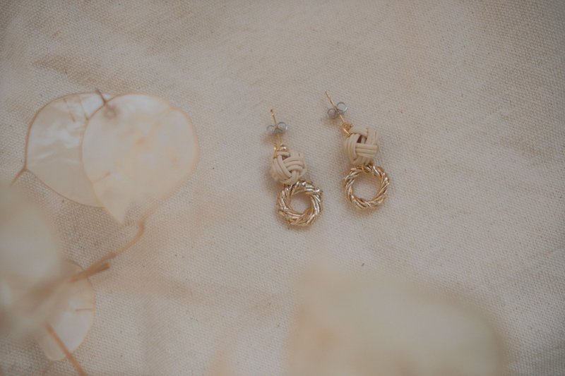 手工编织耳环 藤编耳环 可改夹 - 耳环/耳夹 - 植物．花 