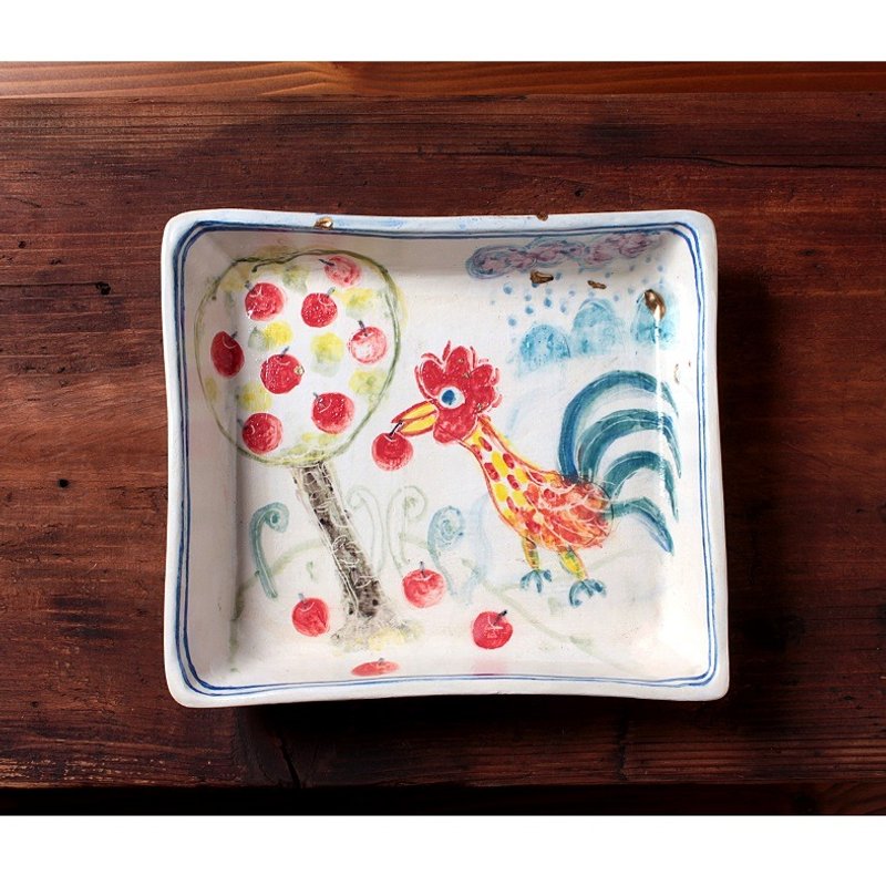 Chicken plus a fruit tree (KimuTsugi) - 花瓶/陶器 - 陶 多色