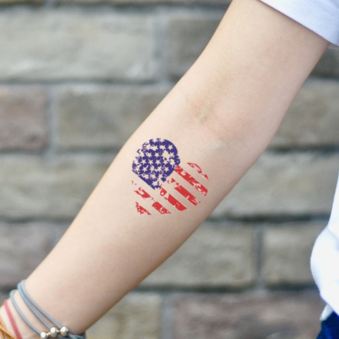 美国骄傲卫国旗 American Pride Patriotic 刺青图案纹身贴纸 - 纹身贴 - 纸 多色