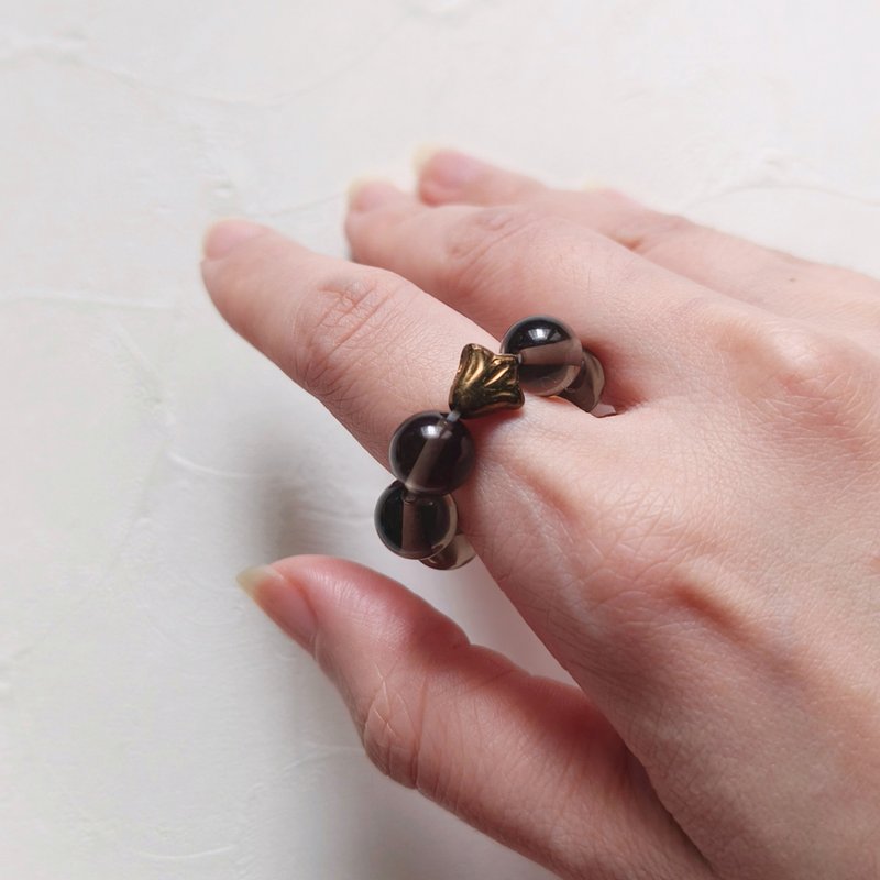 澄思寂虑天然晶石戒 (冰种黑曜石) 辟邪挡煞。防小人.清晰 - 戒指 - 水晶 黑色