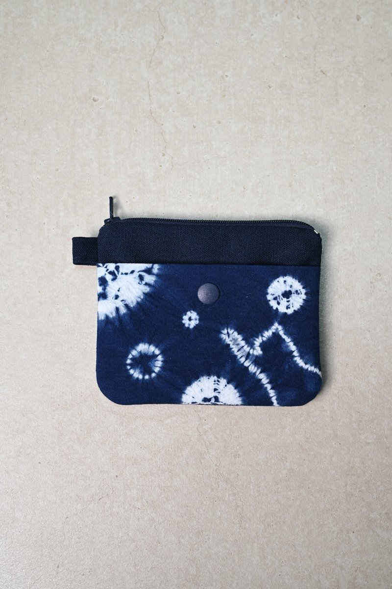 【记忆有限】蓝染拉链零钱包-猫咪星球 - 零钱包 - 棉．麻 蓝色