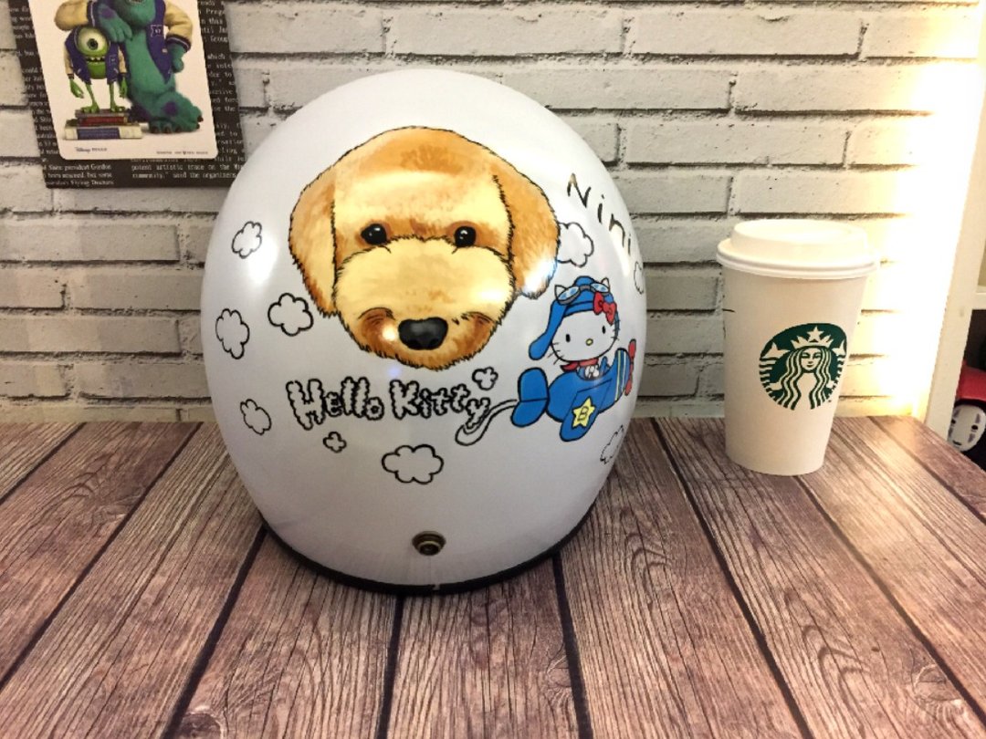 手绘疯 手绘 狗狗 猫猫 安全帽 彩绘 纪念 礼物 生日 情人节 - 订制画像 - 其他材质 多色