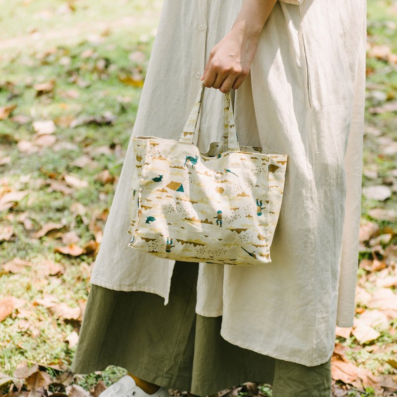 【有机棉】单扣长方便当袋 / 山中健行/风土黄褐 - 手提包/手提袋 - 棉．麻 咖啡色