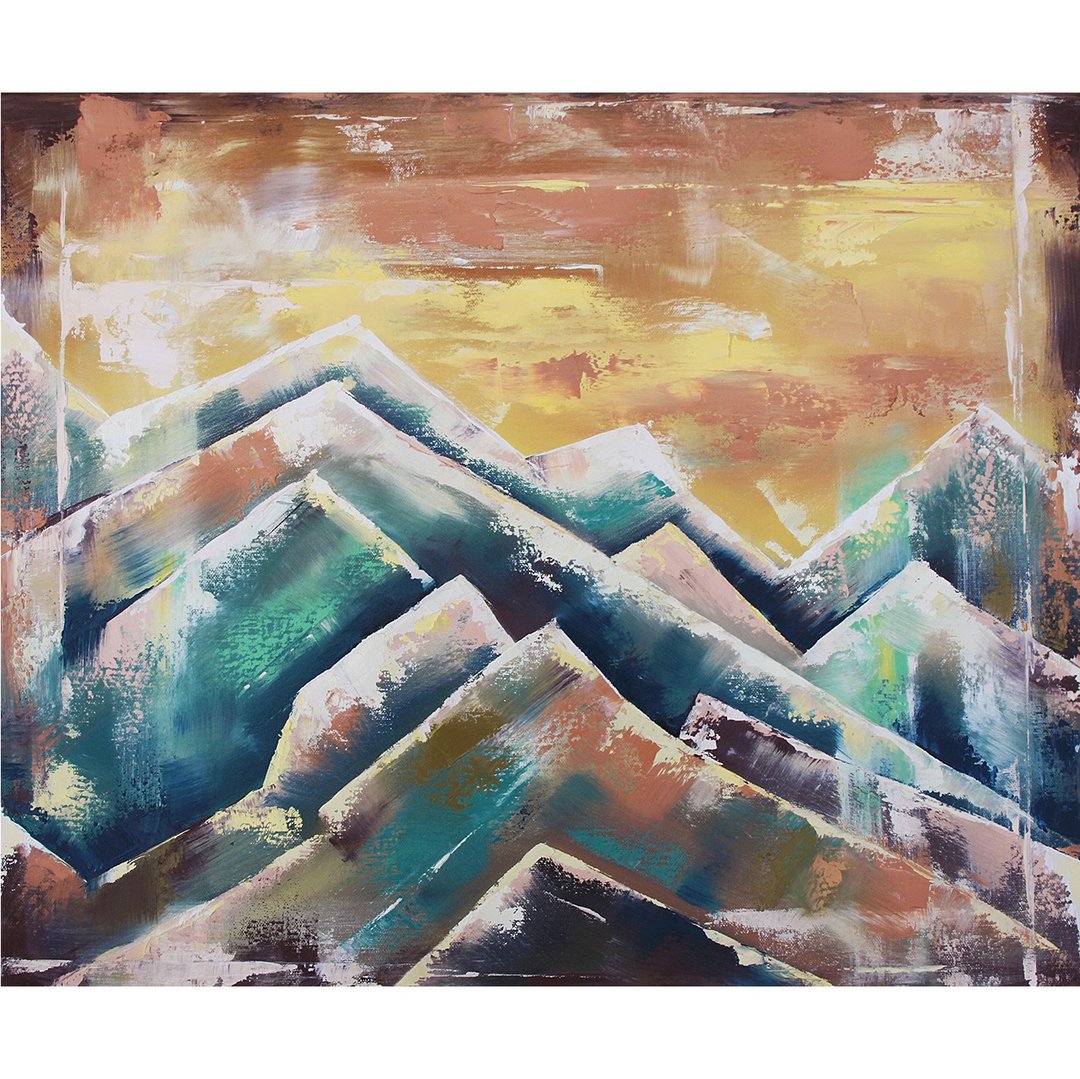 抽象山峦景观 原创艺术 室内艺术品 50 x 60 厘米 - 海报/装饰画/版画 - 其他材质 卡其色