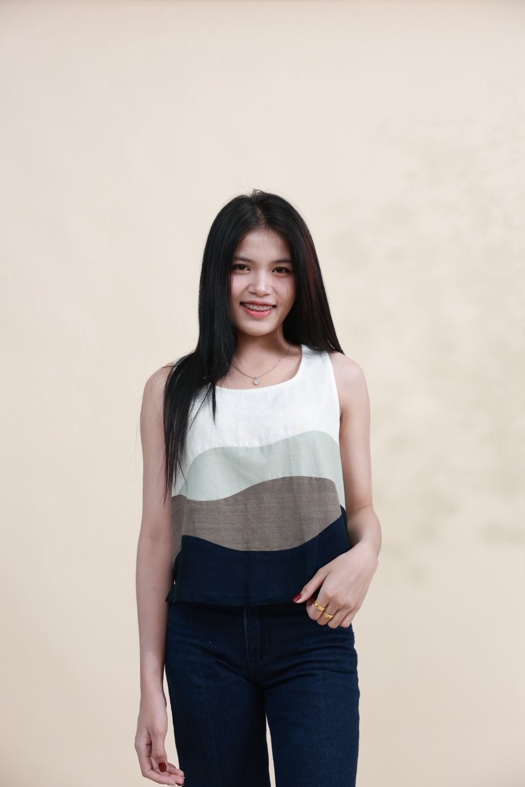 Petite Pato 天然染无袖上衣 泰国可持续手工布料 - 女装上衣 - 棉 