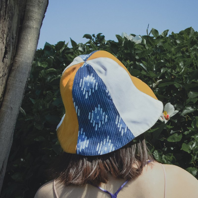 印度盖染工艺 双面遮阳帽/渔夫帽－浪花蓝 - 帽子 - 棉．麻 多色