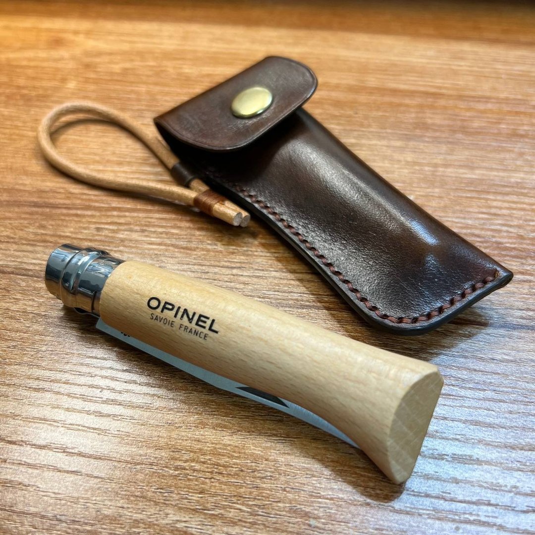 Opinel No.8 手染刀套 - 餐刀/叉/匙组合 - 真皮 