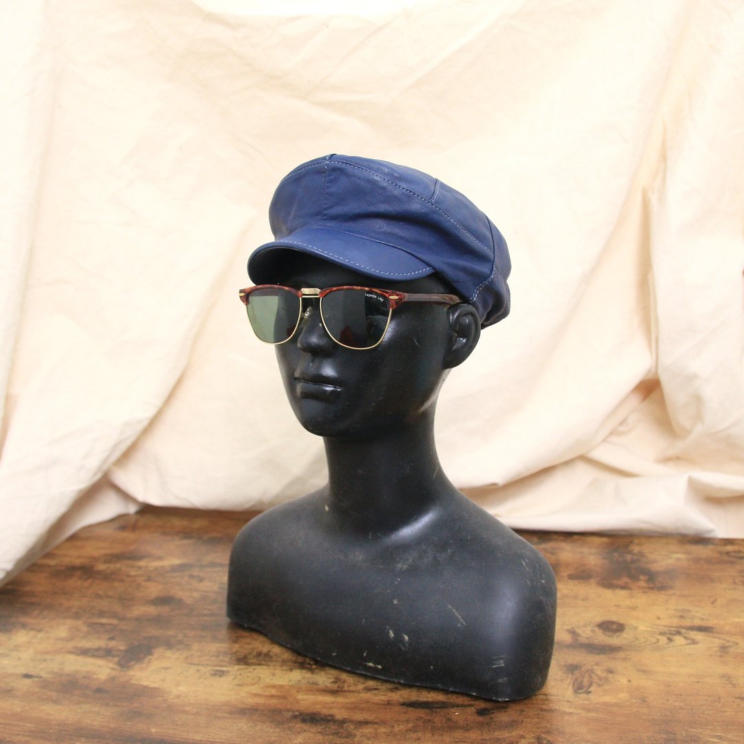 Back to Green::户外帽  真皮 宝蓝色报童帽 d-59//vintage hat - 帽子 - 真皮 