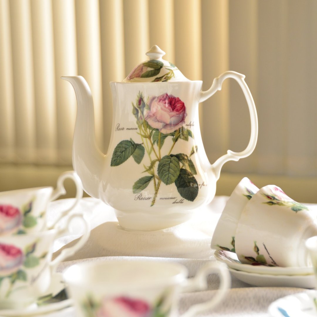 英国RK Redoute Rose浪漫浅玫瑰系列6人份下午茶具组 (1壶6杯盘) - 茶具/茶杯 - 瓷 
