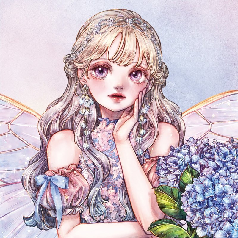 绣球花小精灵贴纸 (8色) - 贴纸 - 纸 