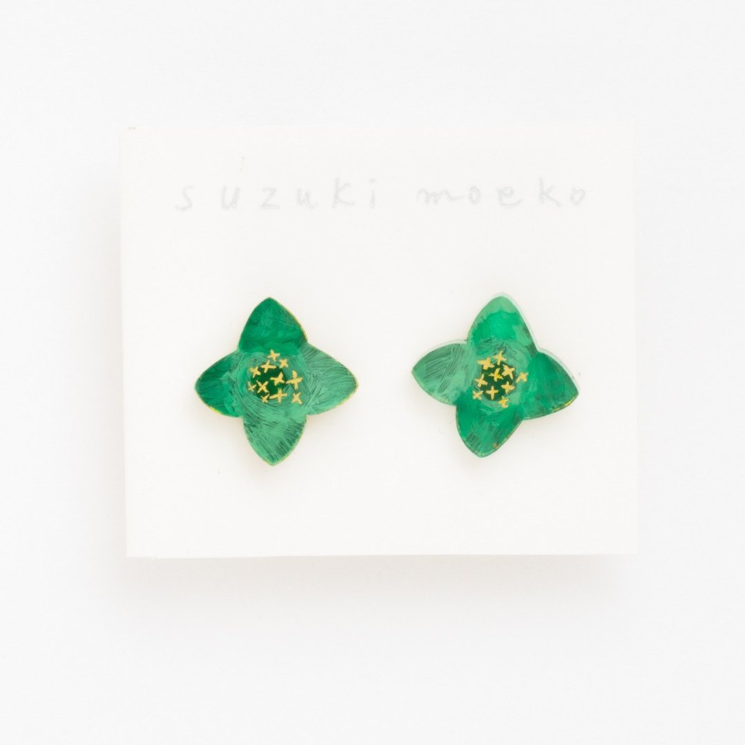 Picture of Pierce [flower] - 耳环/耳夹 - 压克力 绿色