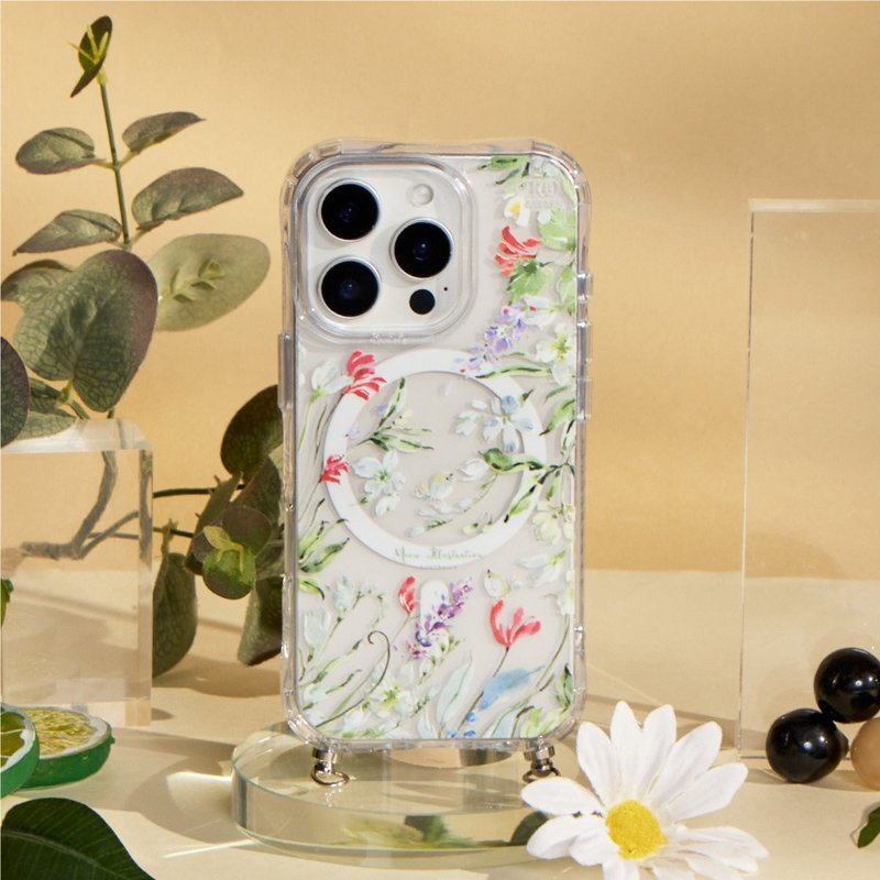 MeowIllustration春日小鸟冰川抗黄防摔MagSafe iPhone绳挂手机壳 - 手机壳/手机套 - 塑料 多色