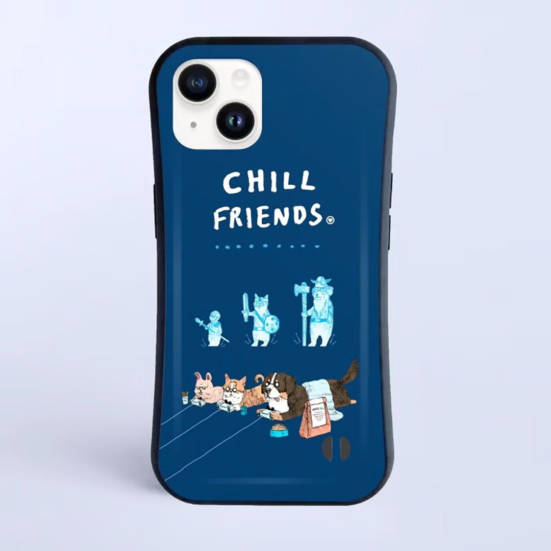 CHILL FRIENDS 居家游戏玩家。/ 防撞握感 iPhone 保护壳 - 手机壳/手机套 - 塑料 白色
