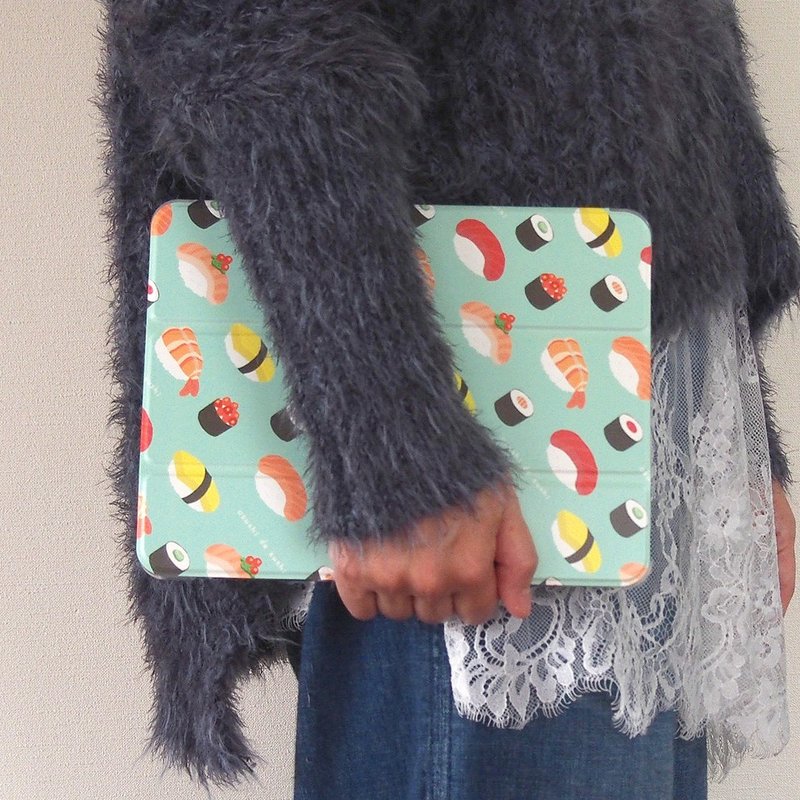 手帐型 iPad 保护壳【寿司总动员】三折式支架设计塑胶壳 - 电脑包 - 人造皮革 蓝色