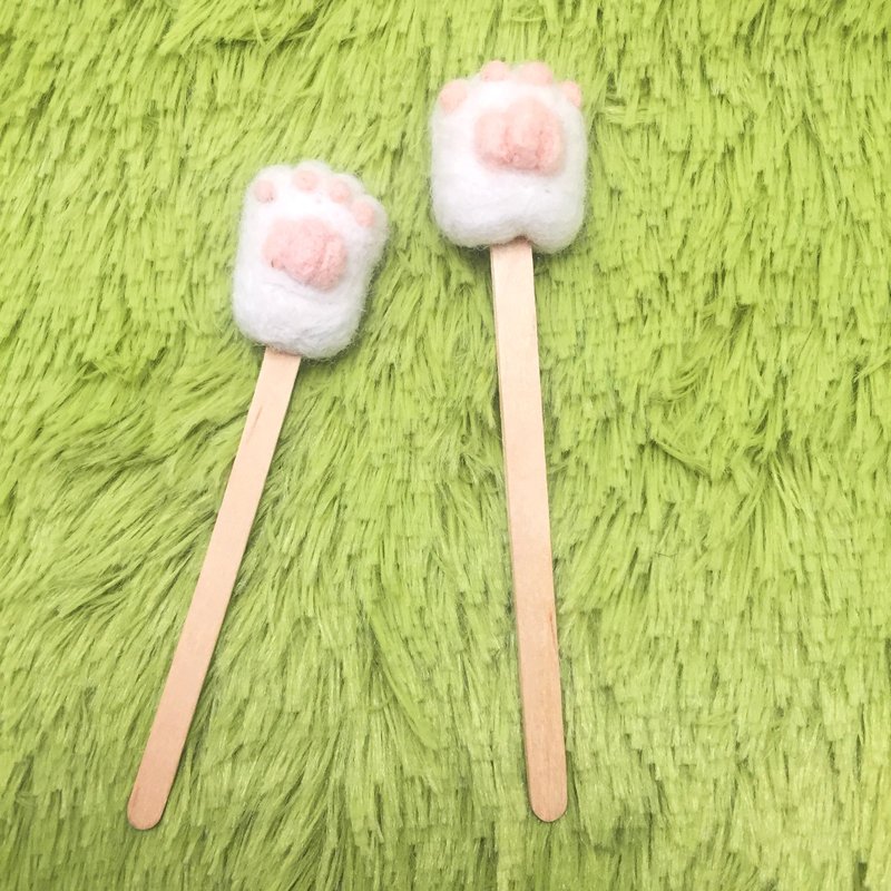 猫书僮系列_猫掌羊毛毡书签。纯白 - 书签 - 羊毛 白色