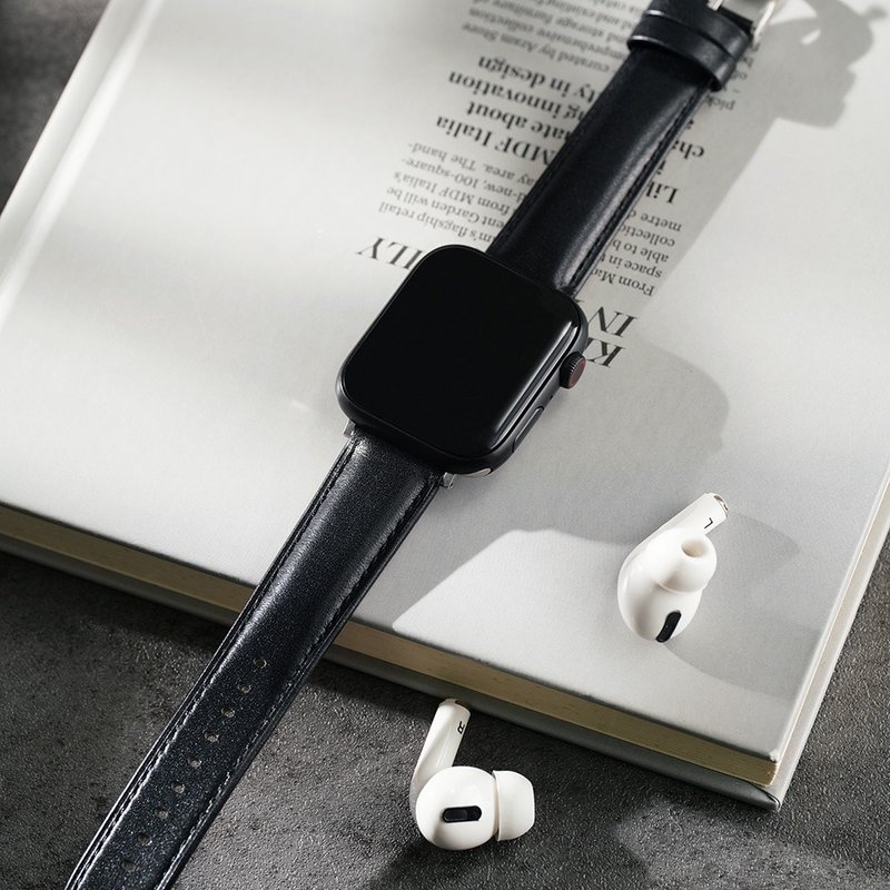 Apple Watch -【渡鸭黑】同色车线真皮苹果表带 - 表带 - 真皮 