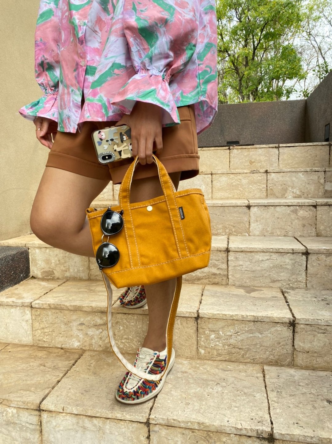 Mustard Mini Canvas Classic Tote / Crossbody bag / 泰國包包 /泰國設計 - 手提包/手提袋 - 棉．麻 黄色