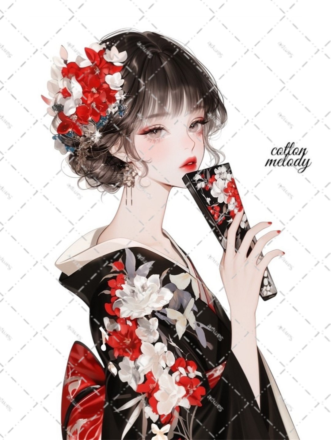 original sticker no.6184 人物贴纸 原创贴纸 人像贴纸 女孩贴纸 原创人物贴纸 - 贴纸 - 纸 