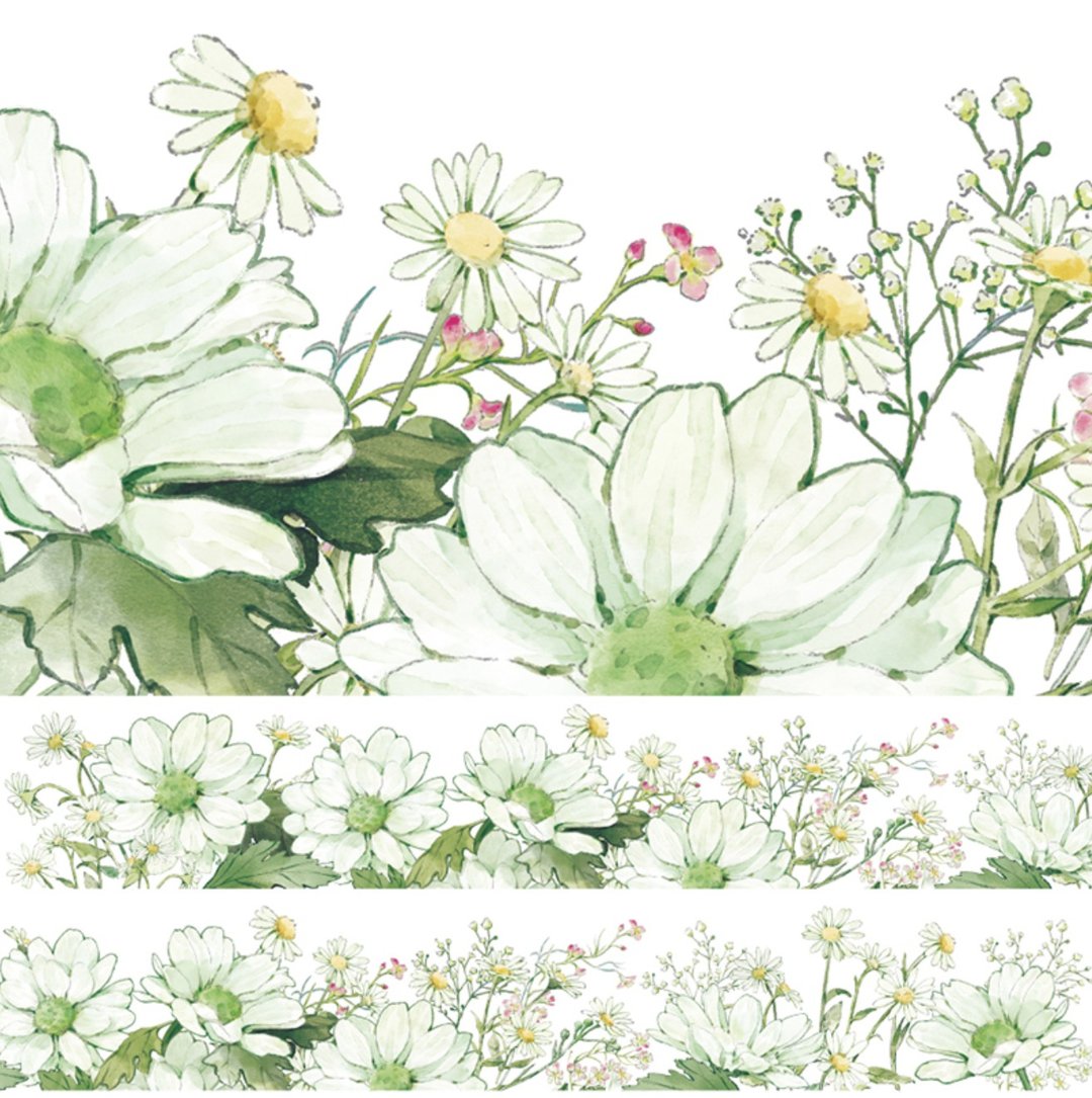 綠雛菊 花卉造景 PET 纸胶带 - 纸胶带 - 纸 绿色