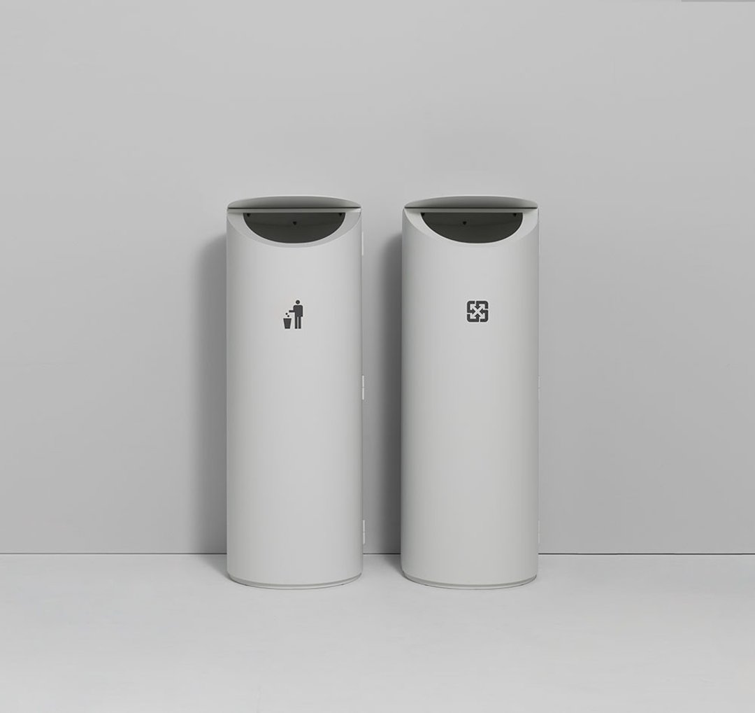 COLUMN PUBLIC BIN 圆柱公共垃圾桶 - 垃圾桶 - 其他金属 白色