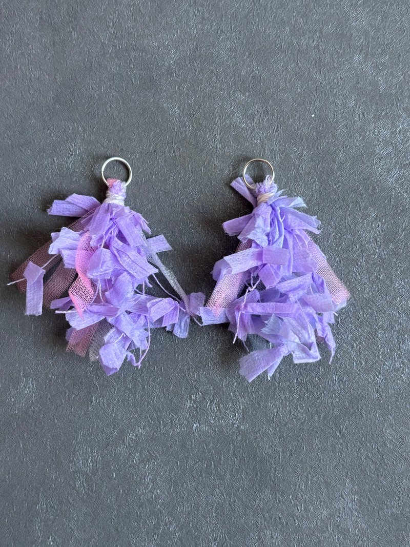 配件编号 167 lavender mix short - 耳环/耳夹 - 棉．麻 紫色