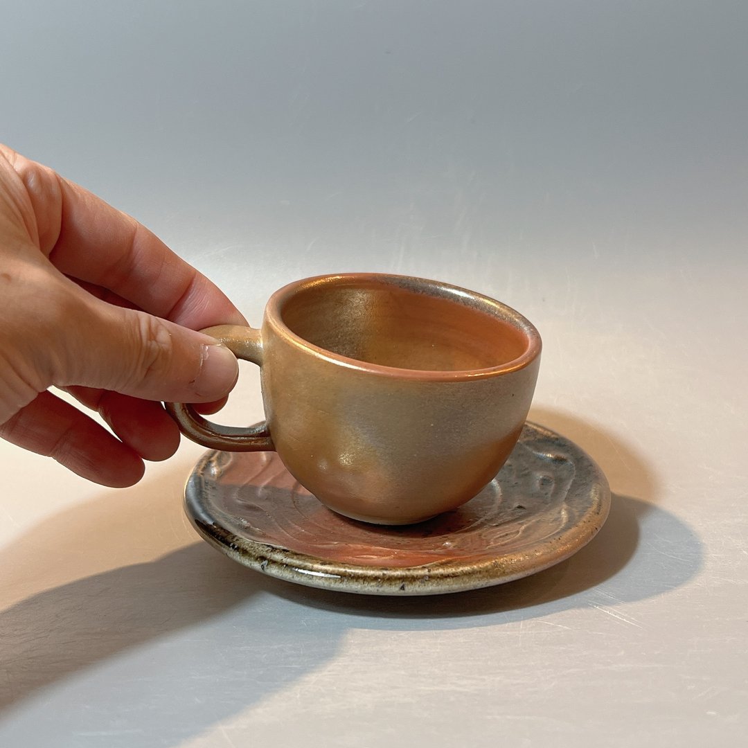柴烧咖啡杯盘 / 100cc / 花茶杯盘  / 小平凡手作 - 茶具/茶杯 - 陶 