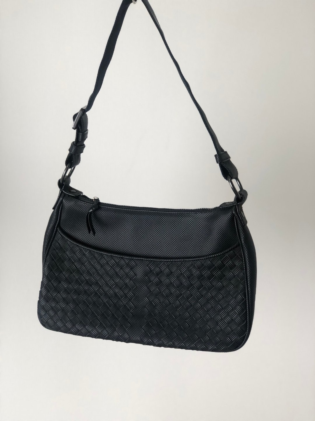 【日本直运，名牌使用包装】Bottega Veneta 单肩包黑尼龙 Hobo 复古 igdbse - 侧背包/斜挎包 - 真皮 黑色