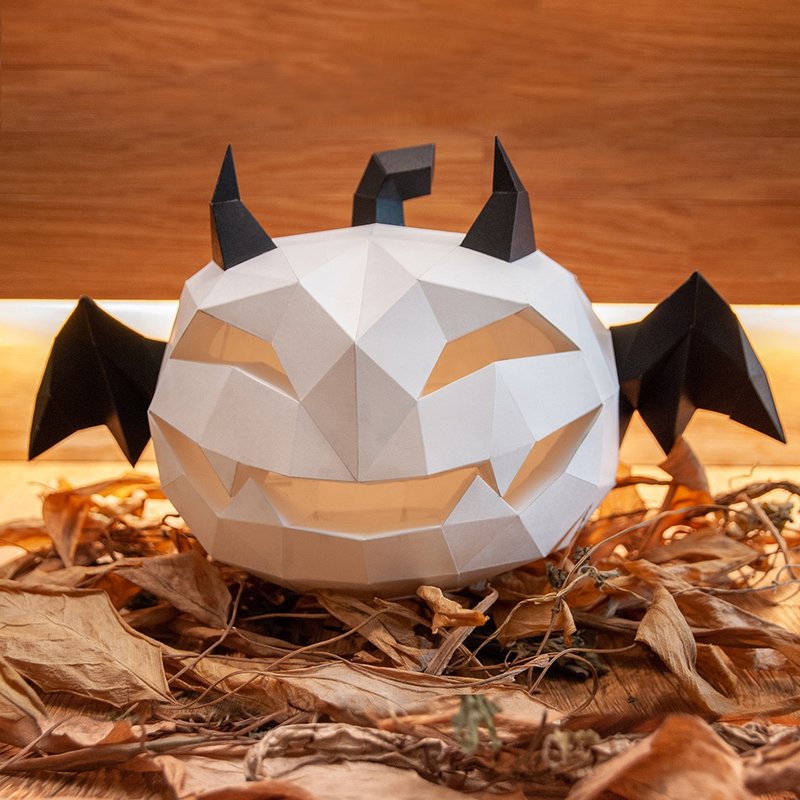 DIY手作3D纸模型摆饰 礼物 万圣节 节庆系列 - 恶魔南瓜 - 玩偶/公仔 - 纸 黑色