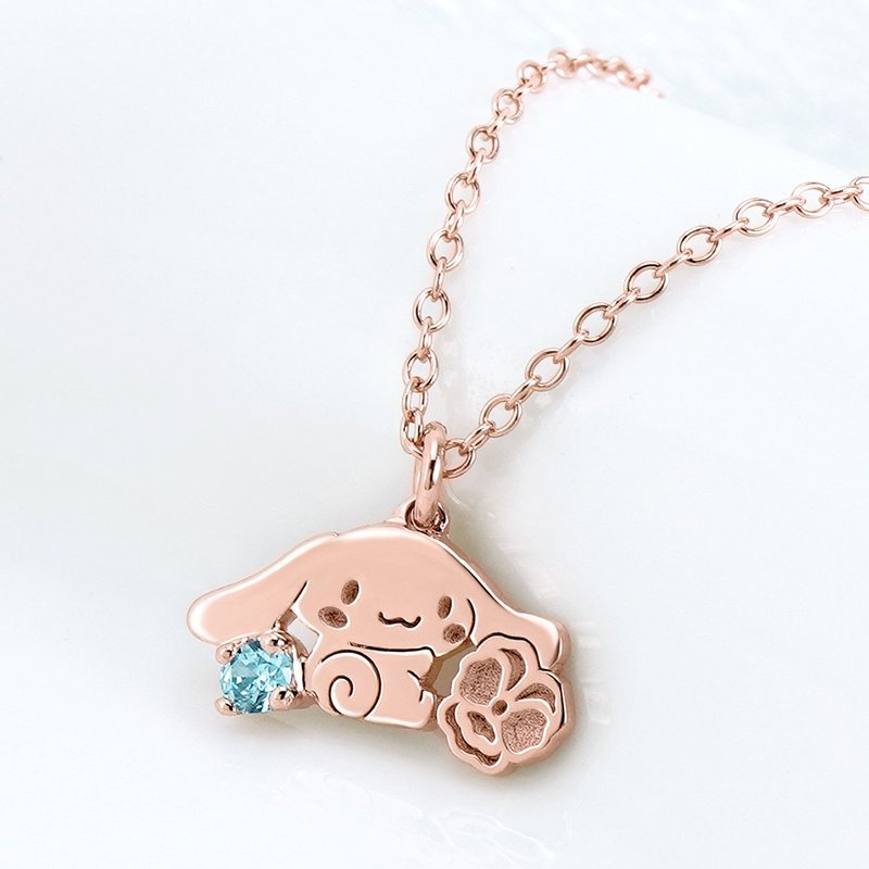 【定制化礼物】喜拿诞生花系列-大耳狗诞生石纯银项链-3月三色堇 - 项链 - 纯银 银色