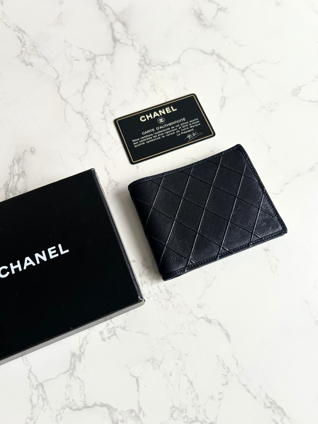 Chanel 黑色小羊皮革中夹 钱包 短夹 皮夹 卡片包 男女装 中古包 - 皮夹/钱包 - 真皮 黑色