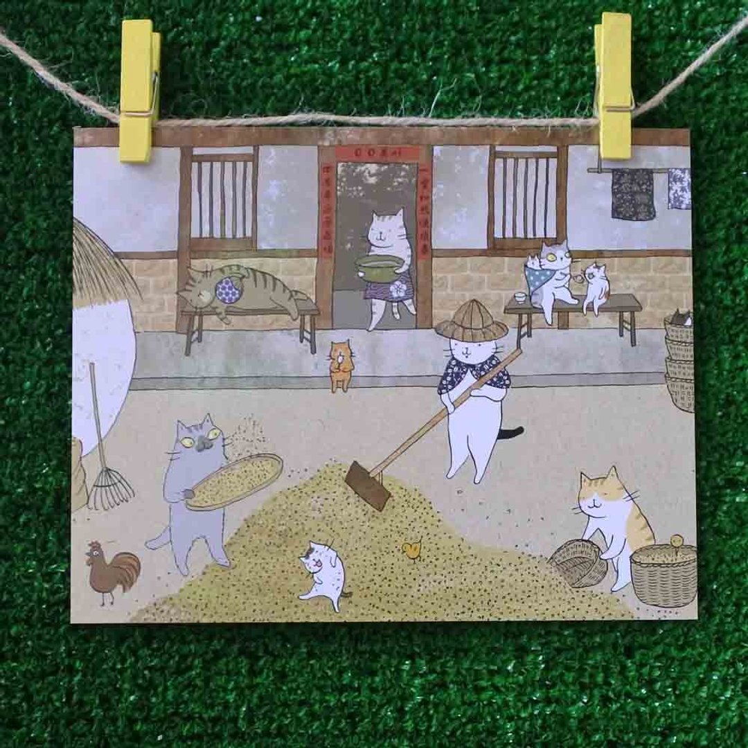 3猫小铺猫咪插画明信片(画家:猫小姐) – 农村生活 - 卡片/明信片 - 纸 