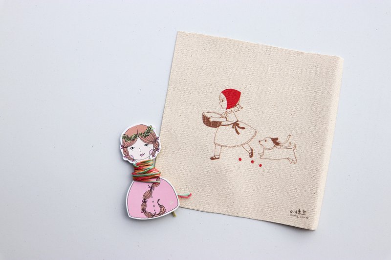 小红帽 插画刺绣材料包 - 编织/刺绣/羊毛毡/裁缝 - 棉．麻 