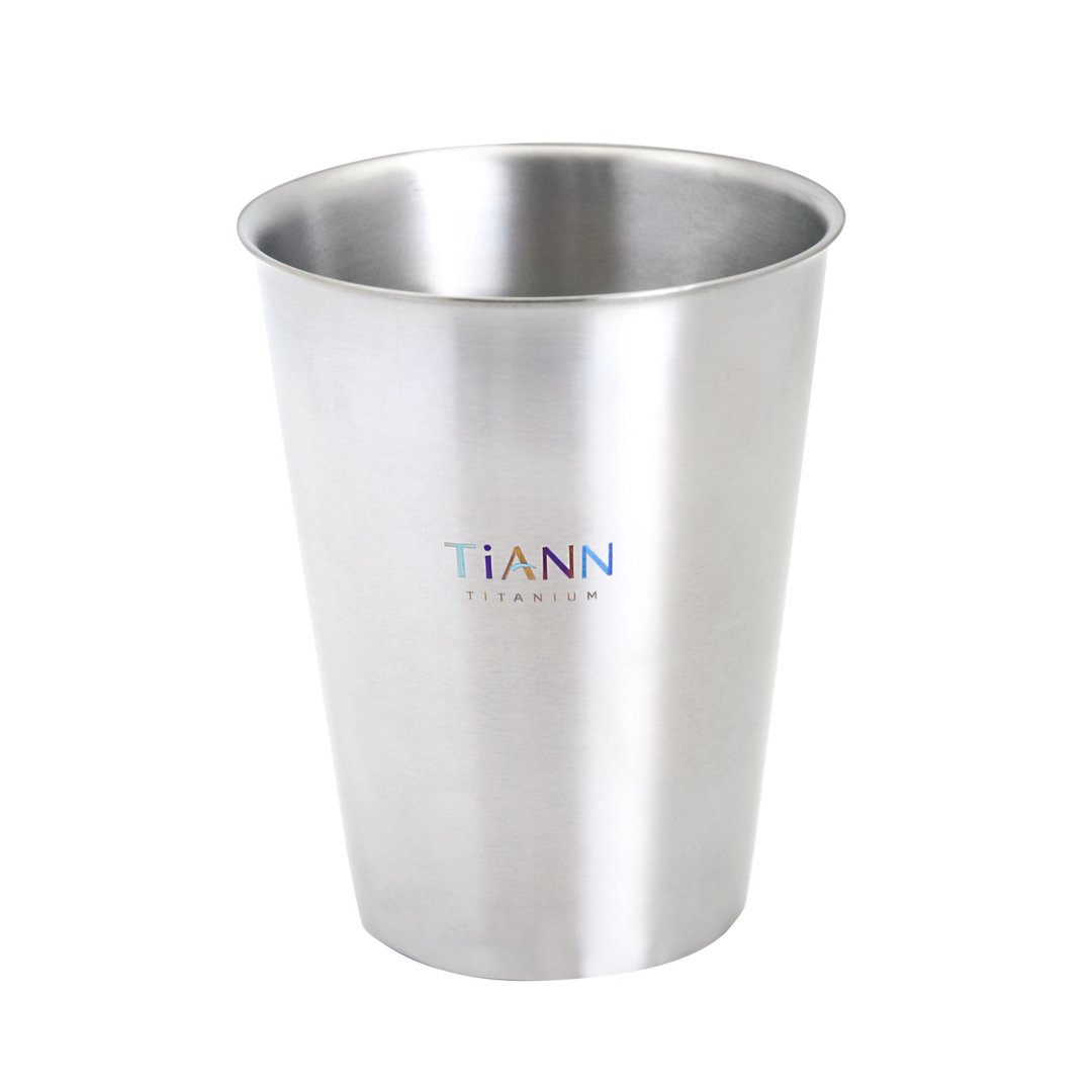 双层钛杯保温保冰│纯钛咖啡杯 330ml 原色 (赠无毒硅胶杯盖) - 咖啡杯/马克杯 - 其他金属 银色