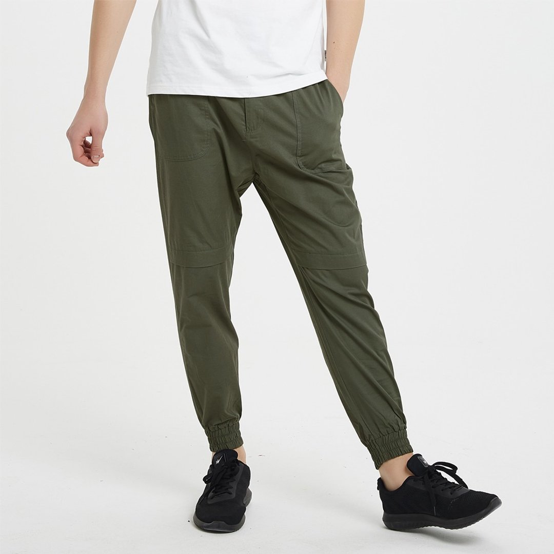 夏日修身束脚裤/素色/jogger pants/纯棉/中性款 - 男士长裤 - 棉 白色