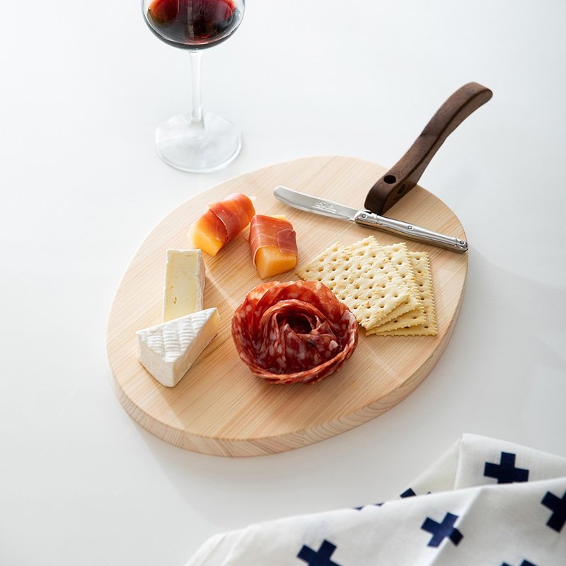 日本霜山 不规则形天然桧木砧板(附把手) - 托盘/砧板 - 木头 咖啡色